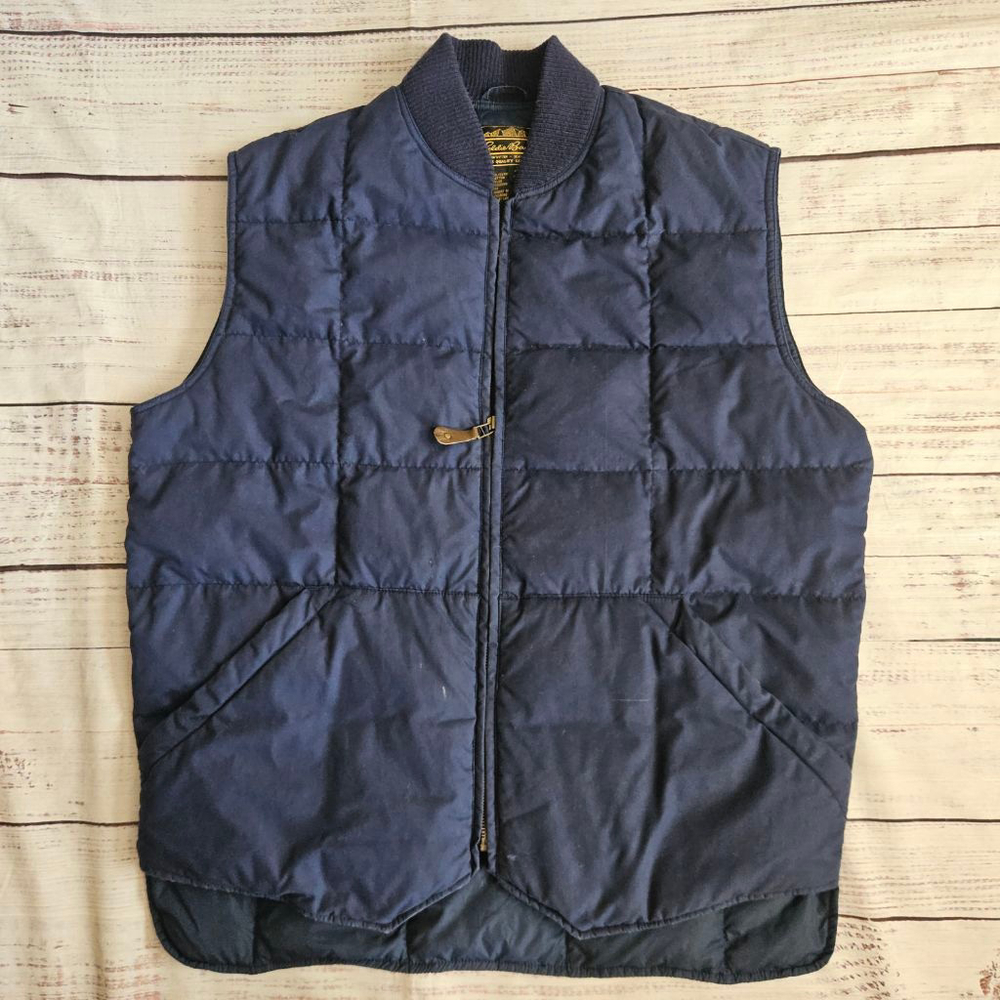 Vintage Eddie Bauer Blue Goose Down Zip Up Vest Mens Large Tall